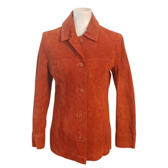 Jacklym Smith Genuine Suede Red Leather Button Down Jacket Size Small - Picture 1 of 11